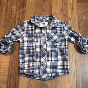 Genuine Kids Blue Plaid Button Down Shirt Size 4t